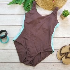 Vogue 12 Brown Turquoise One Piece Swimsuit